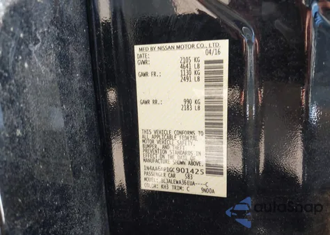 2016 Nissan Maxima 3.5 Sl from USA, damaged, VIN 1N4AA6AP1GC901425